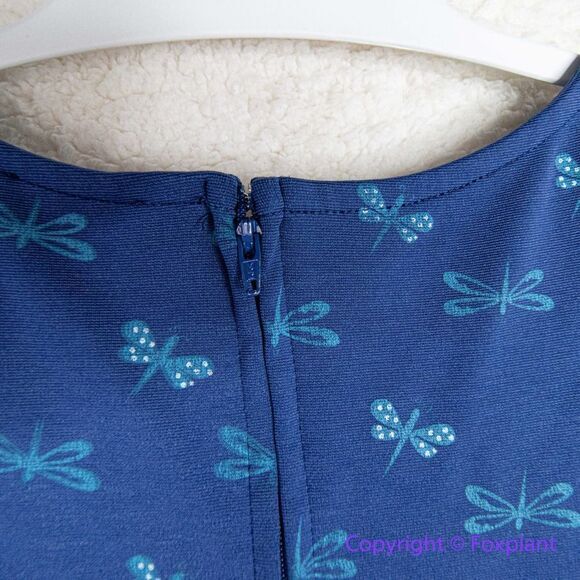 Unique Vintage Gwynnie Bee Dragonfly Print Fit-And-Flare Dress, size L - Picture 14 of 16